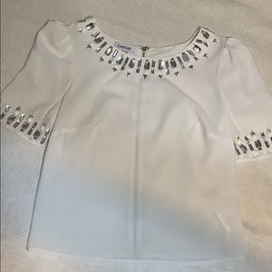 White BeBe beaded crop top